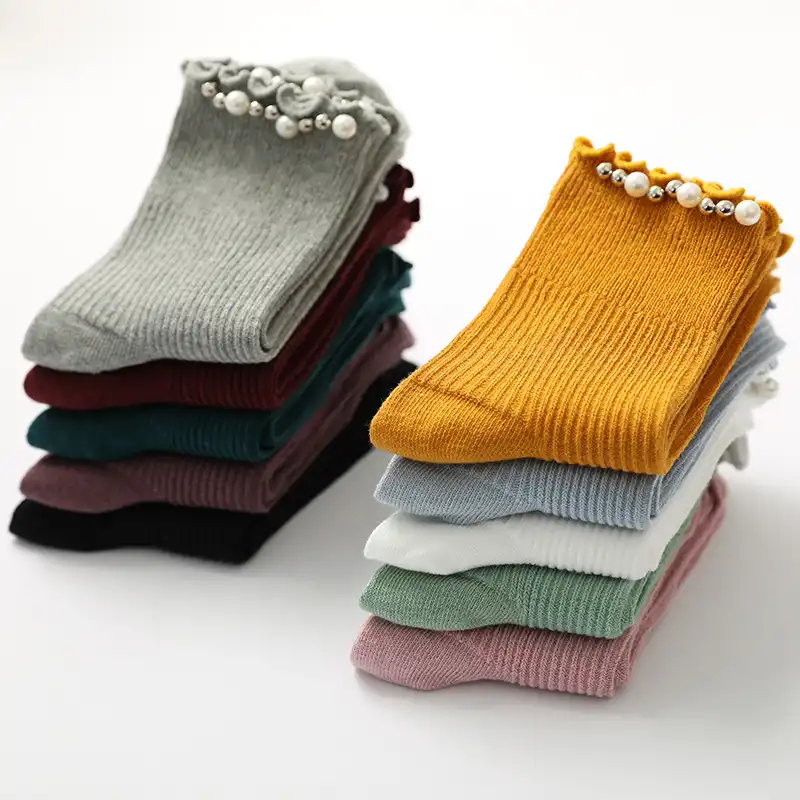 Pearl socks women's socks solid color socks women's socks cotton pile socks