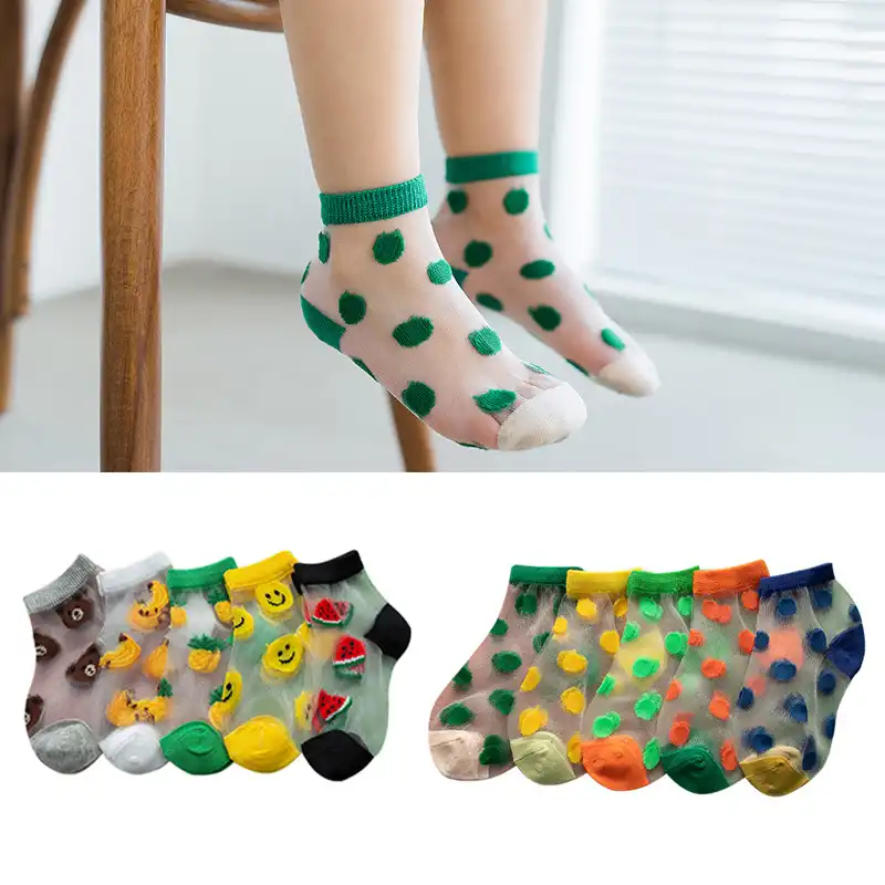 Children's ice stockings, baby mesh, glass silk cotton breathable boat socks