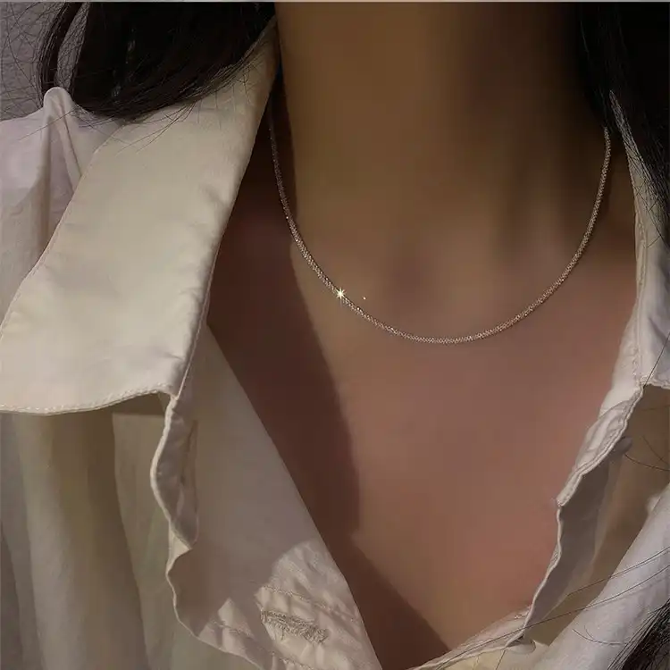 Korea Sparkling Necklace Clavicle Chain Starry Necklace Plain Chain