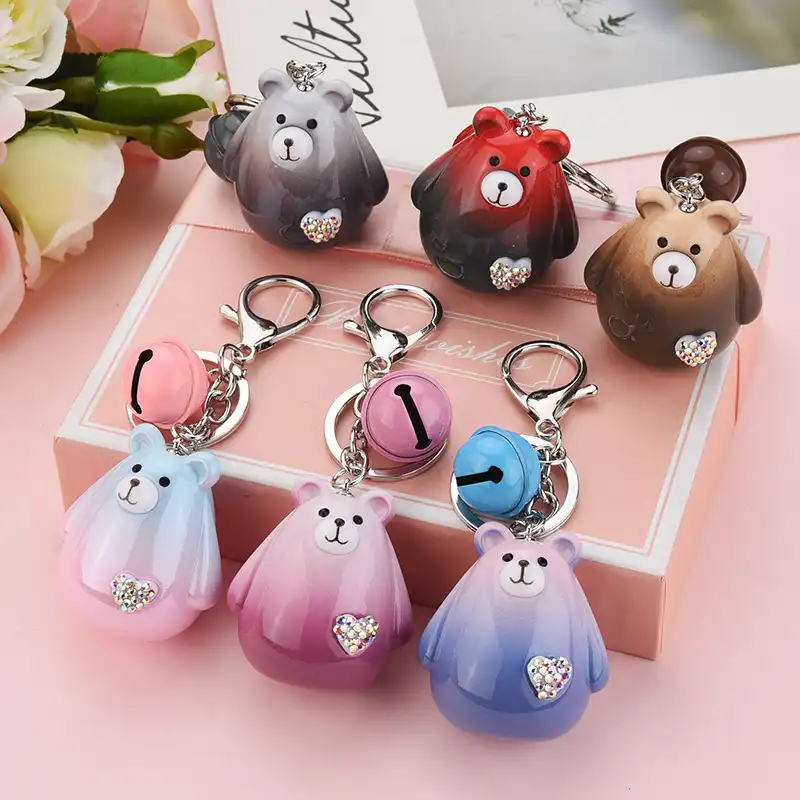 Diamond bright acrylic bear keychain