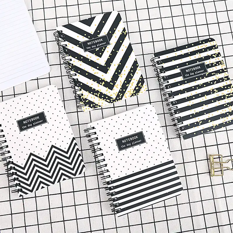 Classic black and white striped hardface notebook 