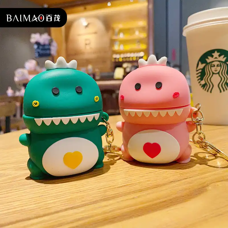 Dinosaur earphone set pendant cute keychain bag pendant couple accessories