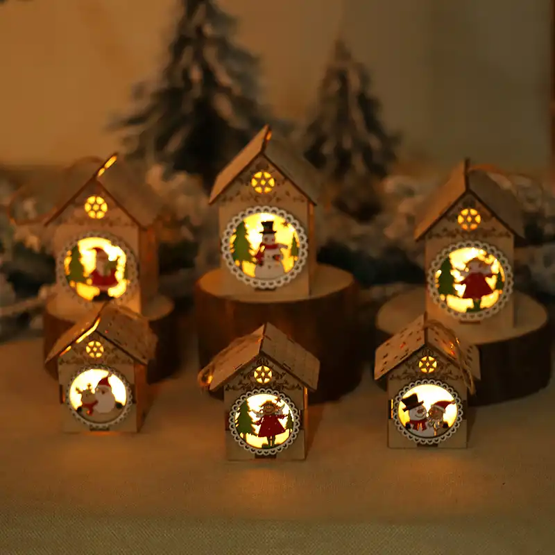 Christmas decorations glowing log cabin Christmas decoration pendant window decoration