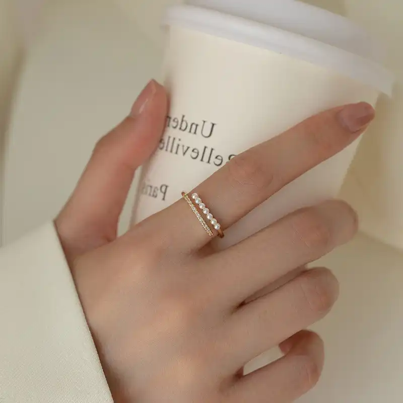 Pearl ring index finger ring women fashion personality ring