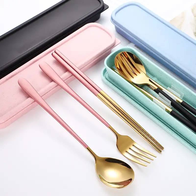 304 stainless steel fork spoon chopsticks three-piece portable gift set