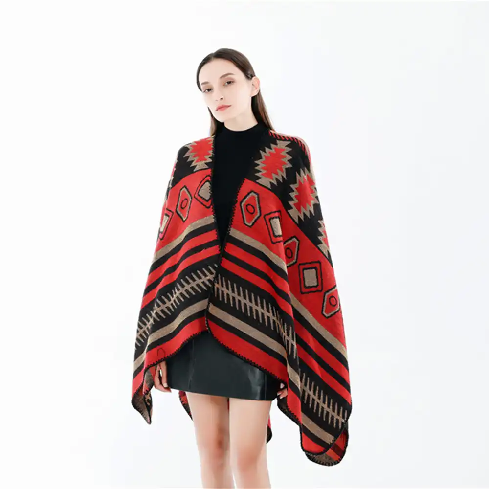 Autumn and winter new geometric pattern imitation cashmere comfortable shawl