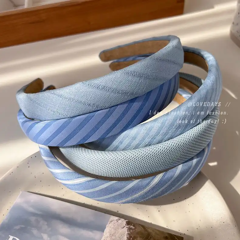 Blue French Sweet Hairband Headband Wide Fashion Hairpin Hair Accessories