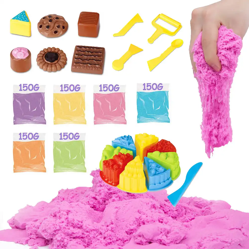 Children's creative rally sand DIY6 color magic space sand mold cotton sand children's toy sand