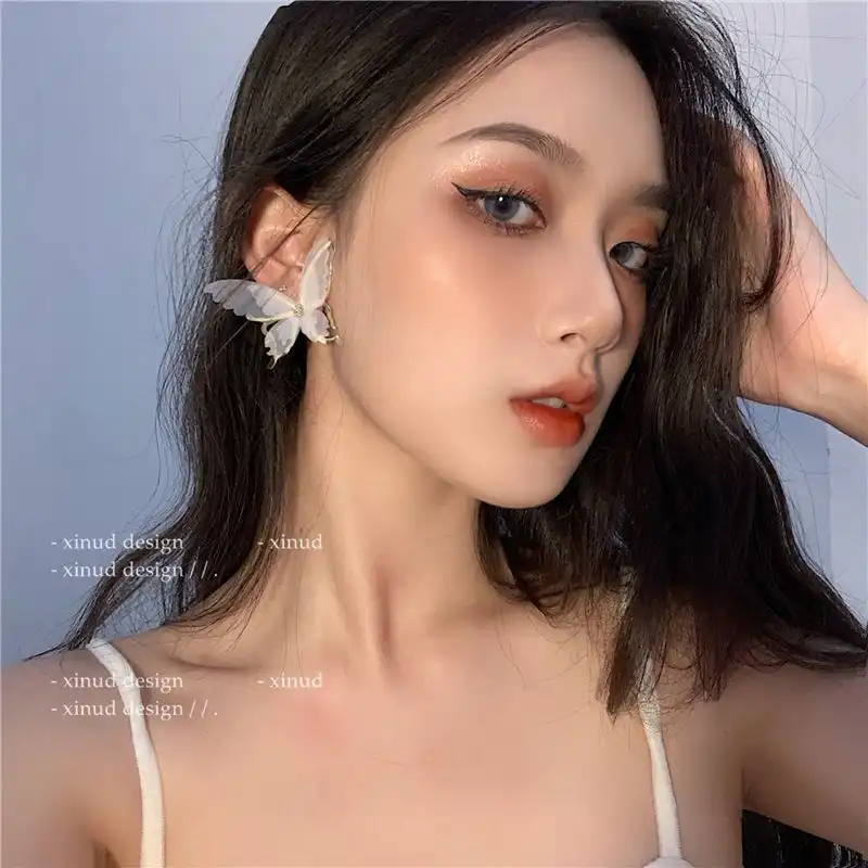 Metal mesh butterfly earrings ins design earrings