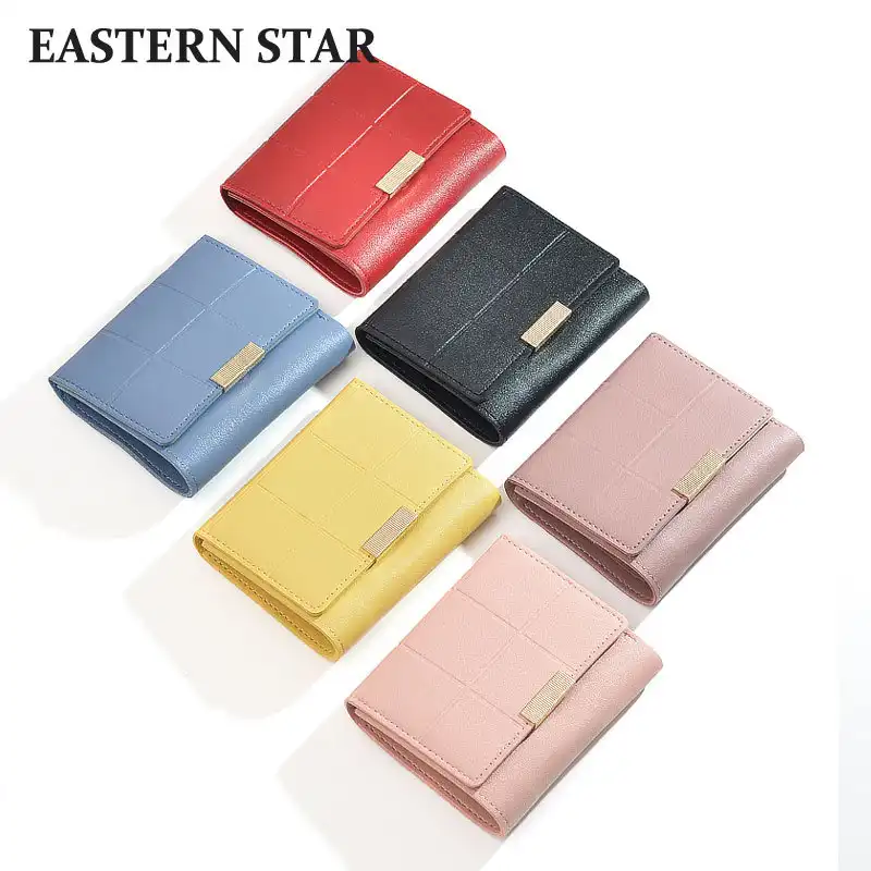 New wallet long pure color simple buckle ladies multifunctional wallet