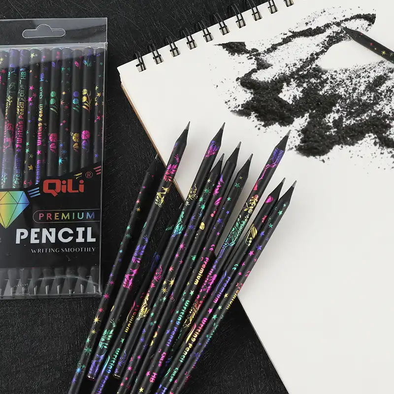 Black wood HB pencil with diamond 12 packs of diamond-encrusted pencil round rod writing pencil