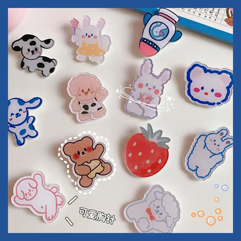 Creative cartoon acrylic brooch girl accessories clothes bag pendant badge pin