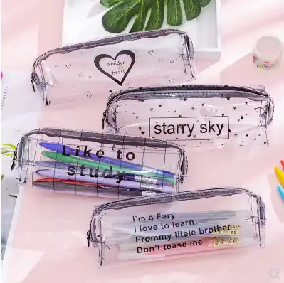 Simple transparent letter octagonal pencil case student portable pencil case