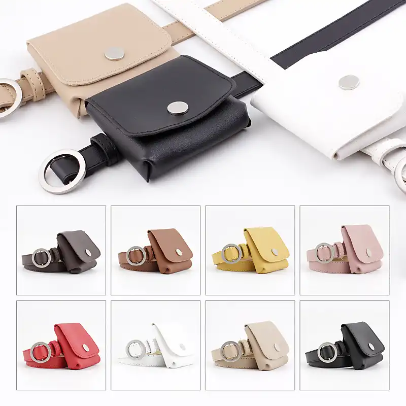 No hole round buckle ladies belt fashion decoration small bag women's coin purse belt bag belt