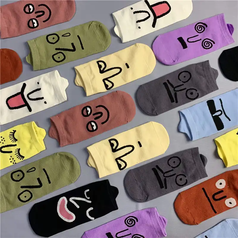 Cute funny expression boat socks Korean version of the cotton tide boat socks