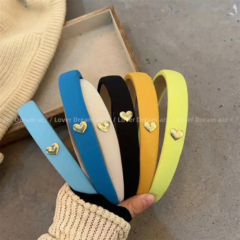 Korean version of golden letter love color fabric sponge headband hair accessories