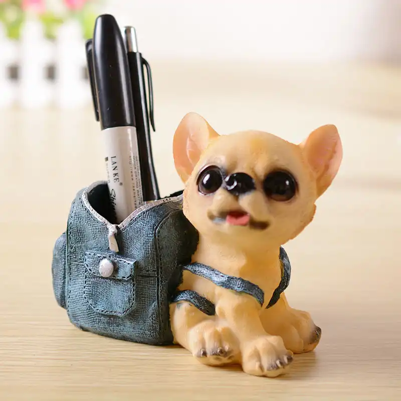 Denim bag pen holder cute puppy resin crafts