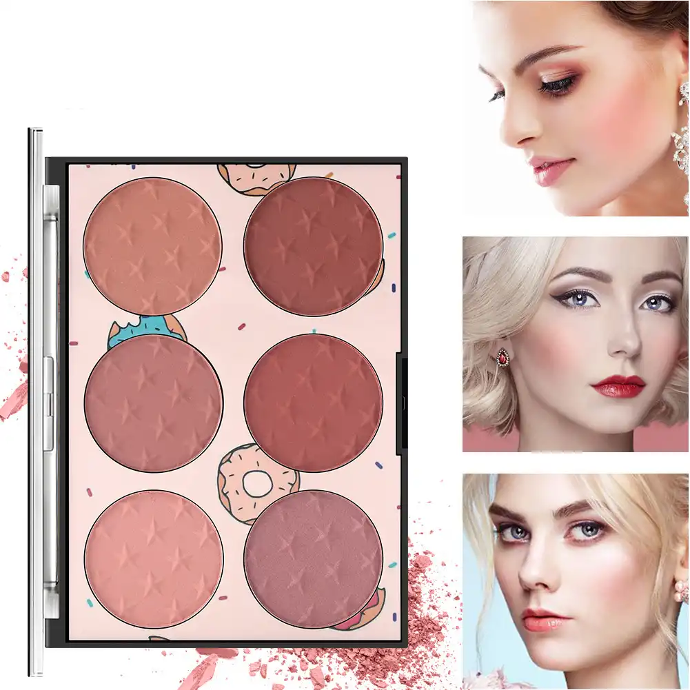 Six-color blush natural lasting blush tray