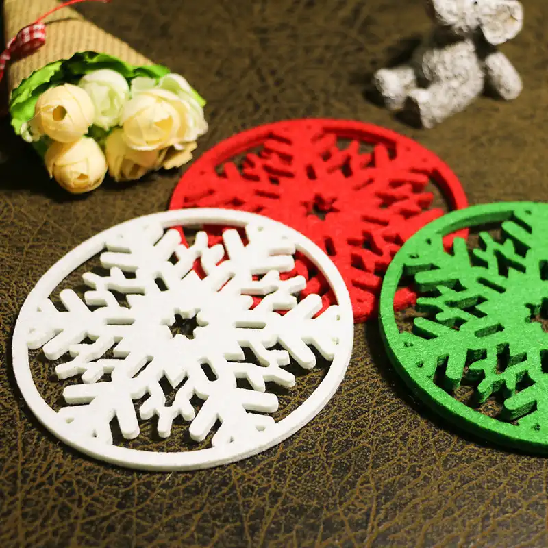 Christmas Decoration Snow Coaster Non-Woven Coaster Felt Coaster Place Mat Heat Insulation Mat