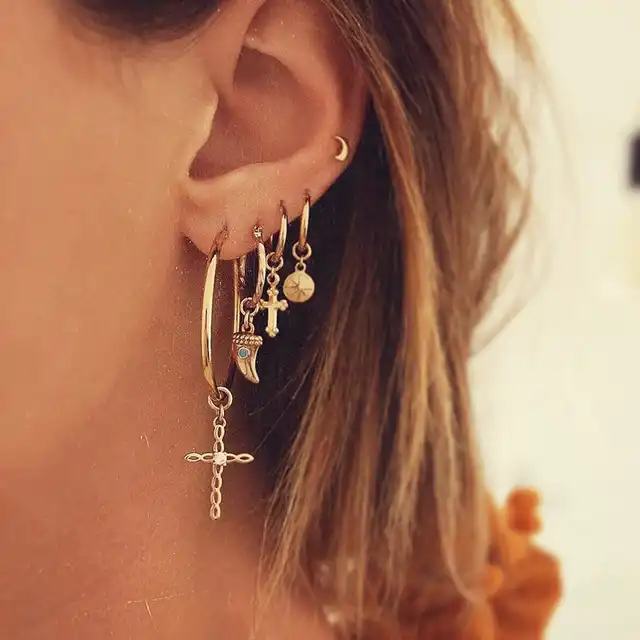 Jesus Bible ear pierced ear clips women's earring set 5-piece set