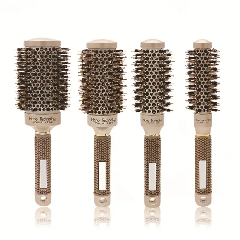 Cylinder curly hair roller comb 4 piece set bristle comb heat conduction air aluminum tube ceramic roller comb