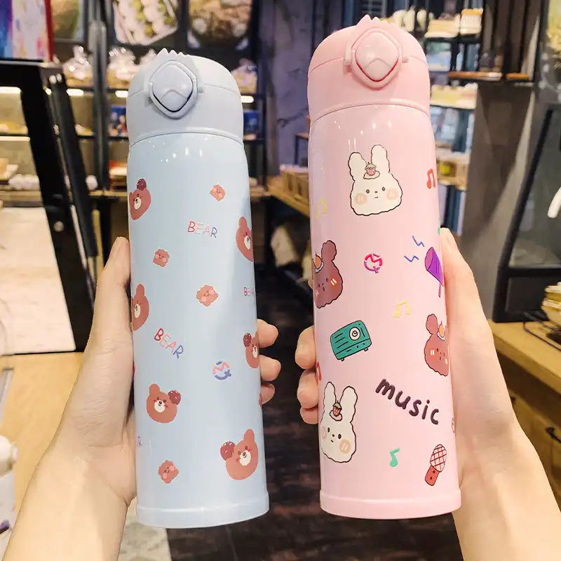 Stainless steel thermos cup cartoon bouncing water cup