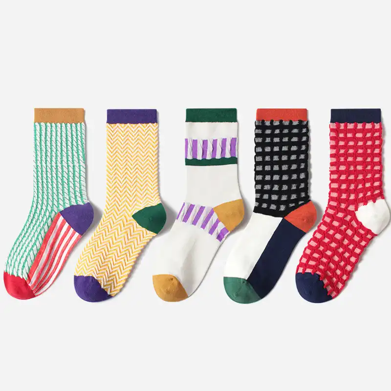 New style socks colorful lattice socks  trendy cotton socks