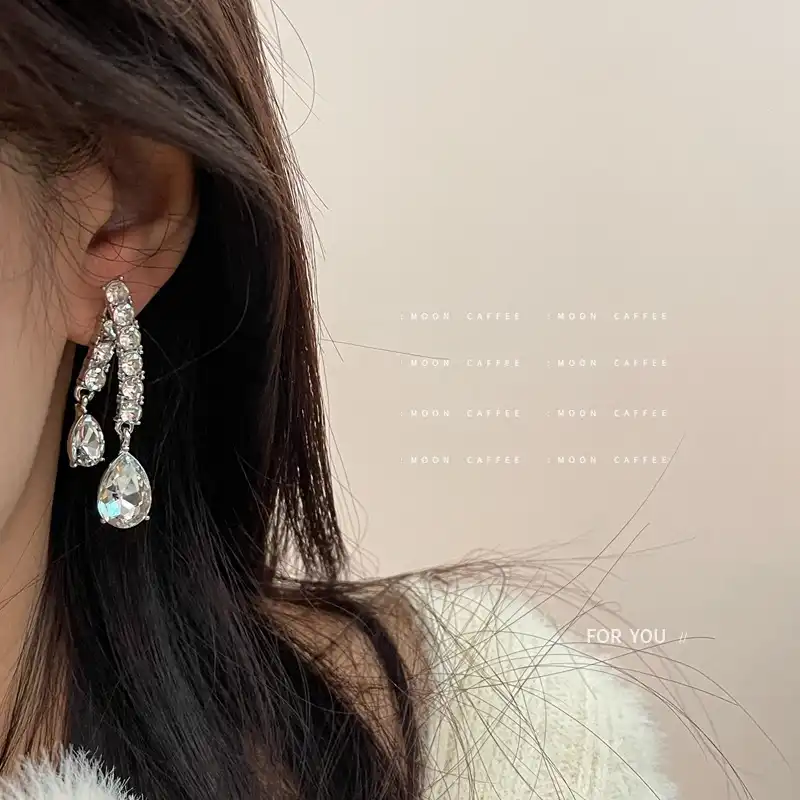 925 Silver Post French Cross Drop Tassel Earrings