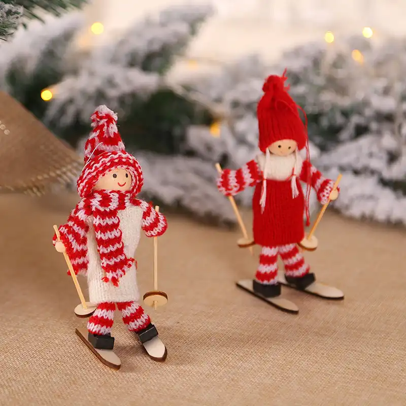 Christmas decorations christmas ornaments wooden ski dolls christmas tree pendant