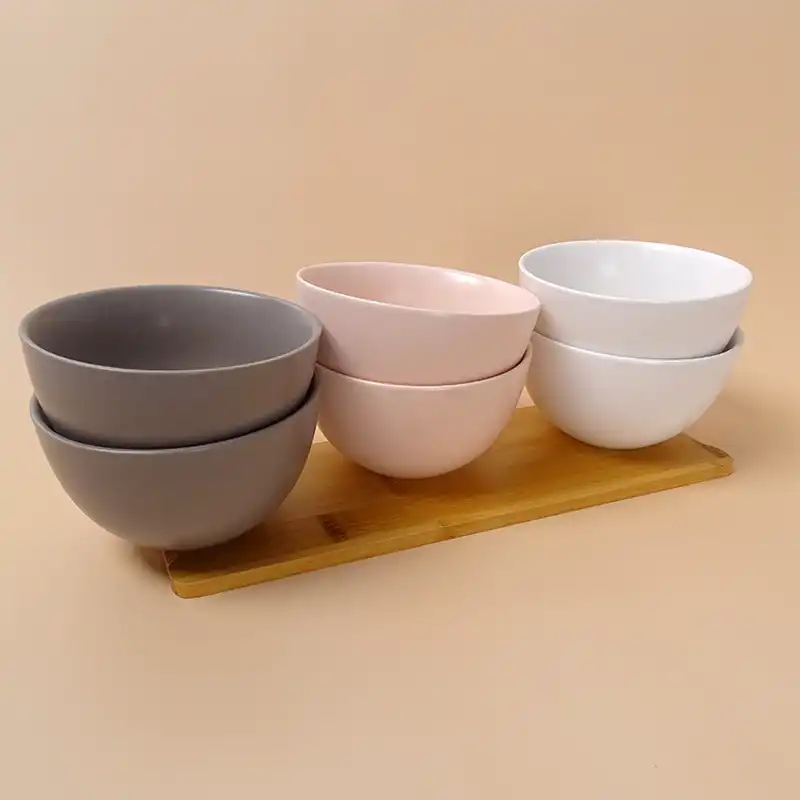 Ceramic Bowl Soup Bowl Rice Bowl Personality Solid Color Household Tableware