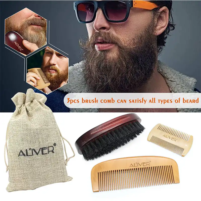 Men's beard care three-piece set mahogany comb beard styling tool