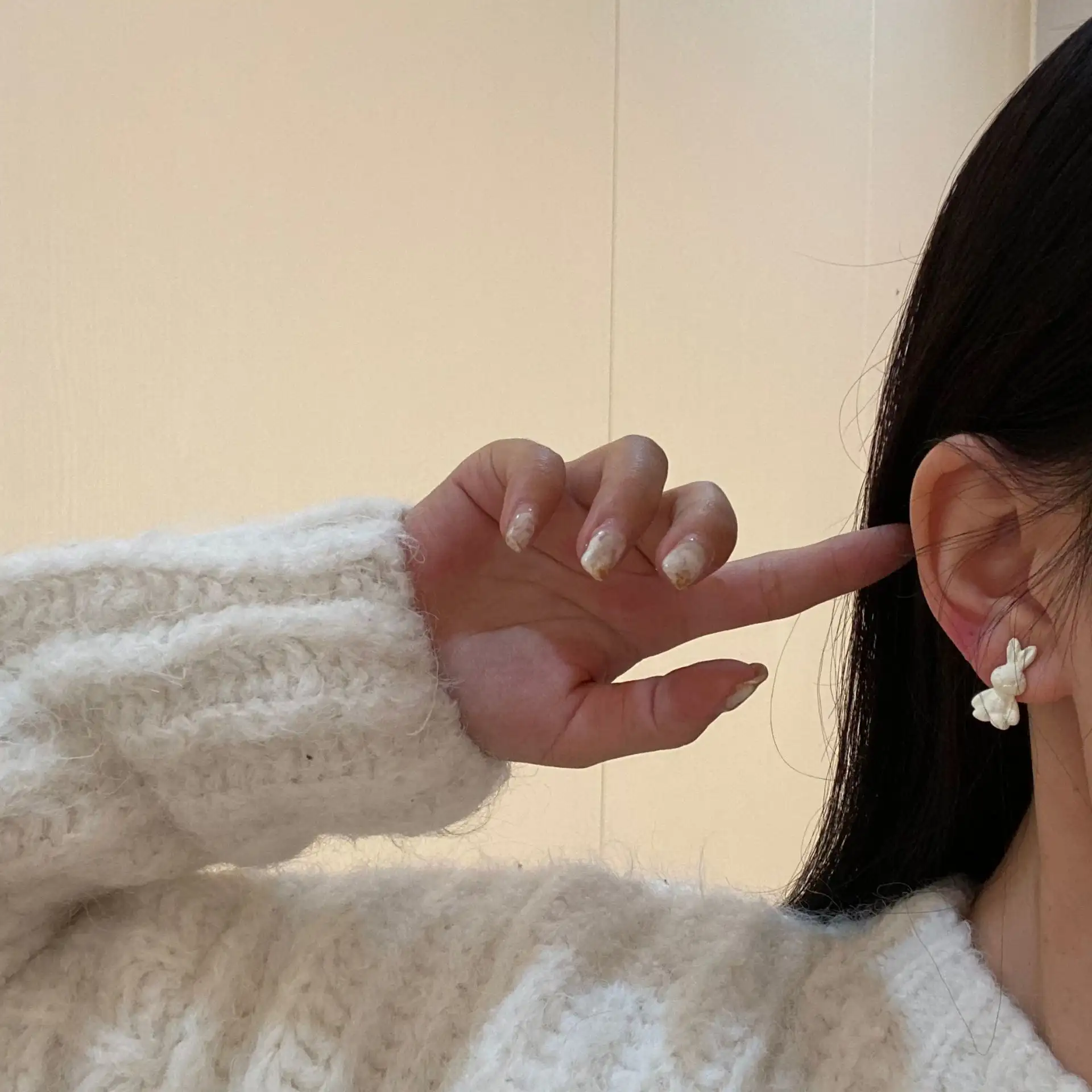 S925 Silver Needle White Rabbit Earrings ins Korean Mori Earrings