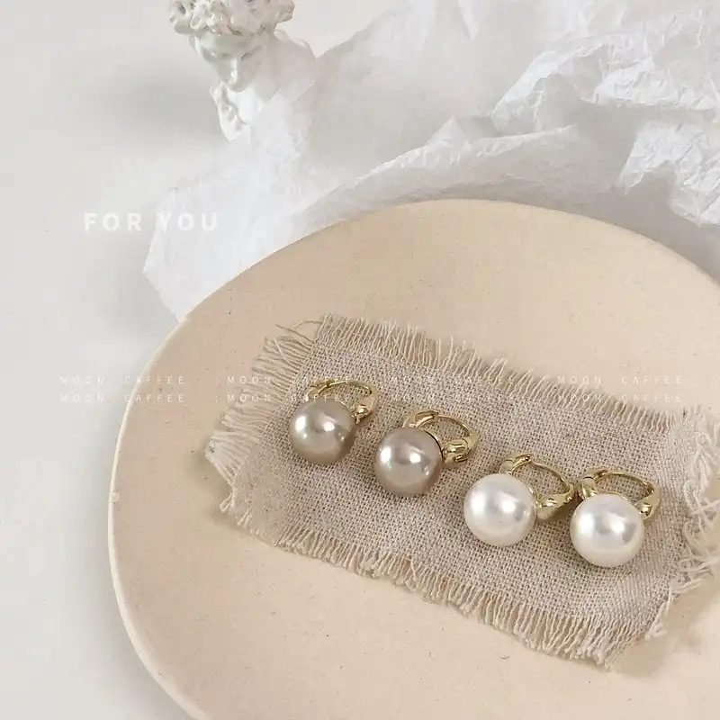 French style pearl earrings cold wind earrings trendy texture pearl ins