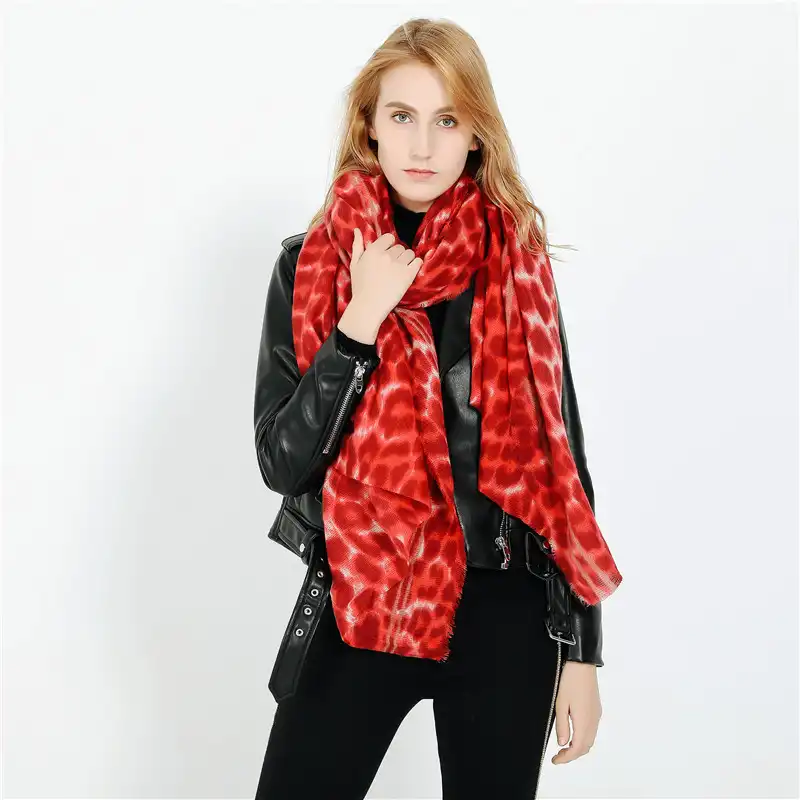 Leopard pattern imitation cashmere shawl scarf women