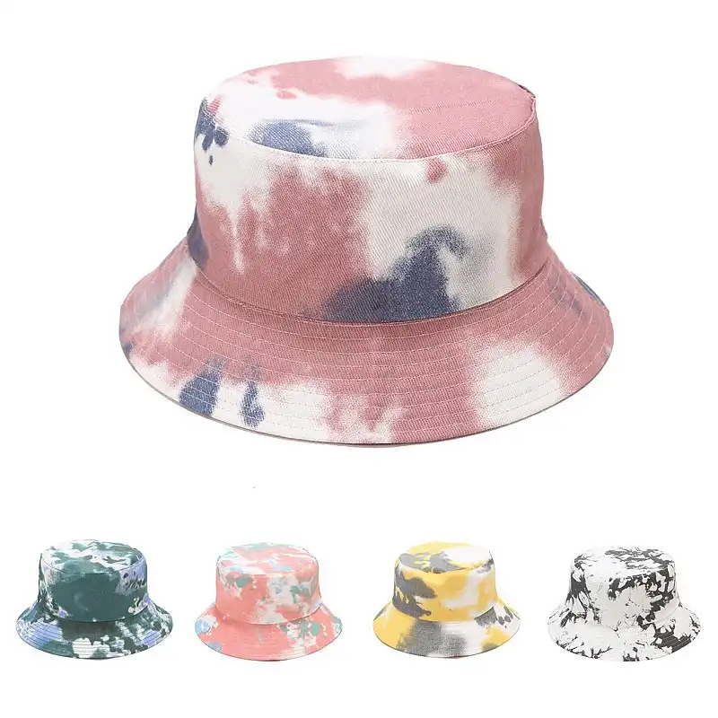ins tie-dye fisherman hat men and women fashion double-sided wear basin hat outdoor leisure sun hat
