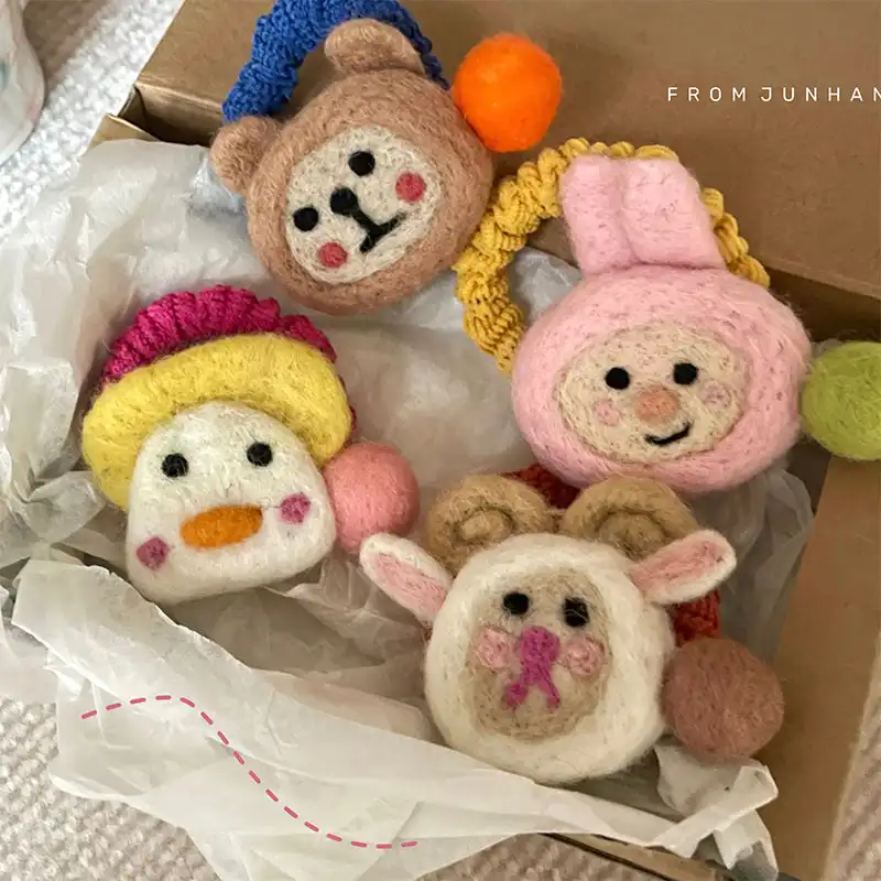 Korean wool felt cartoon animal hair rope high elastic hair ring ponytail rubber band