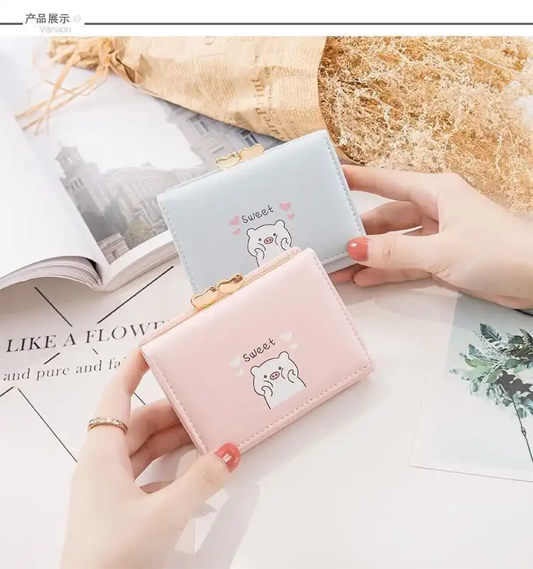 Cute piglet heart clip zero wallet multi-card fashionable wallet