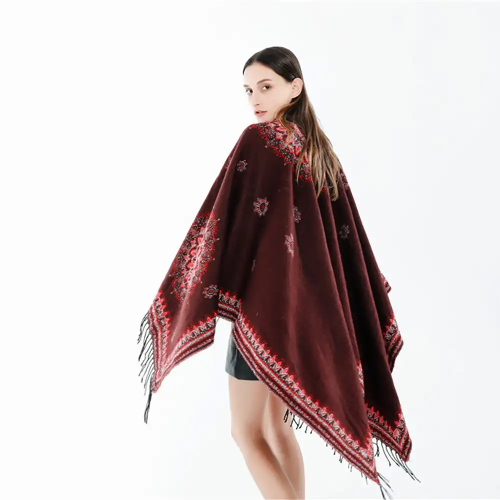 Autumn and winter wild geometric print winter warm tassel shawl