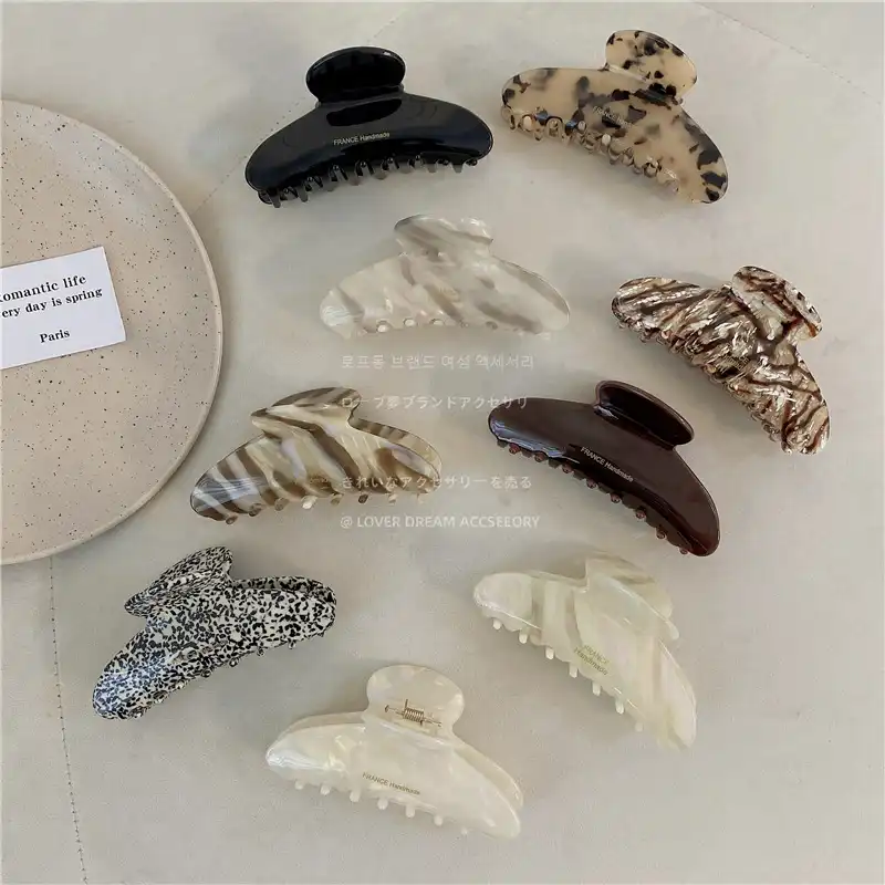 Korean New Leopard Shell Marble Acetate Barrette Hair Accessories