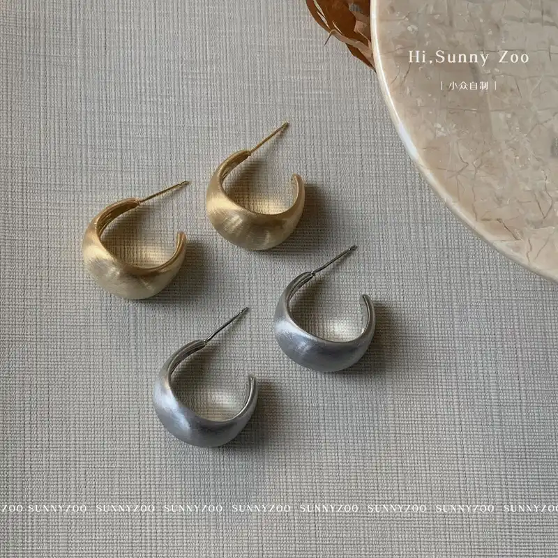 Simple brushed matte texture earrings versatile design earrings Korean earrings wholesale