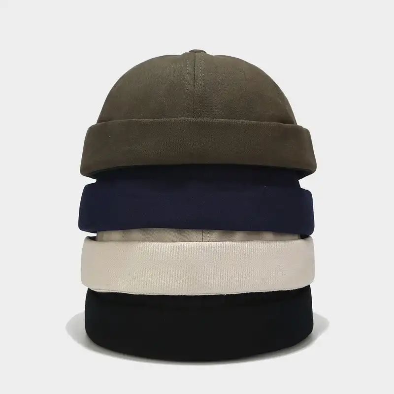 ins solid color light plate landlord hat street trend melon leather hat cotton retro yule hat