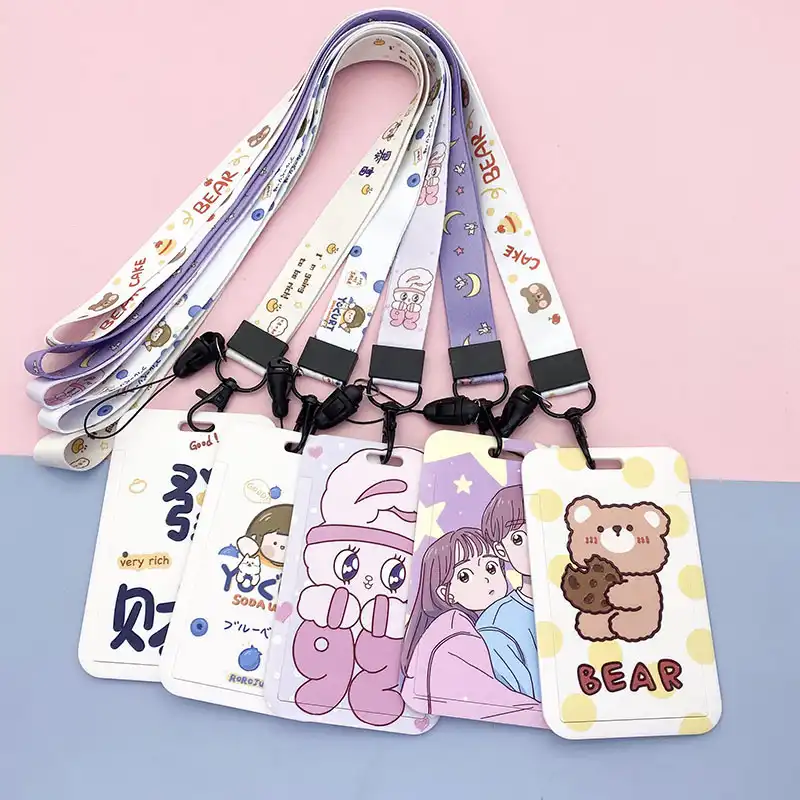 Cute ins student meal card badge certificate holder lanyard badge access control subway bus card protective cover