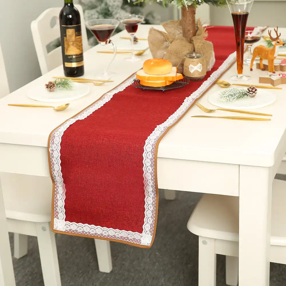 Christmas decorations burlap lace border table flag table mat dining table