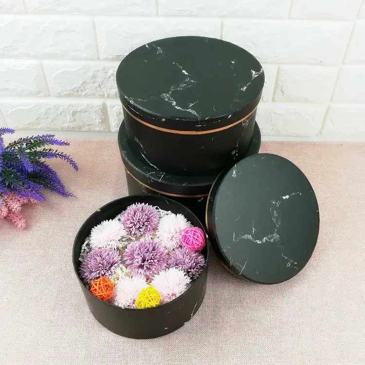 Bronzing marble flower box immortal flower box gift box three-piece gift box