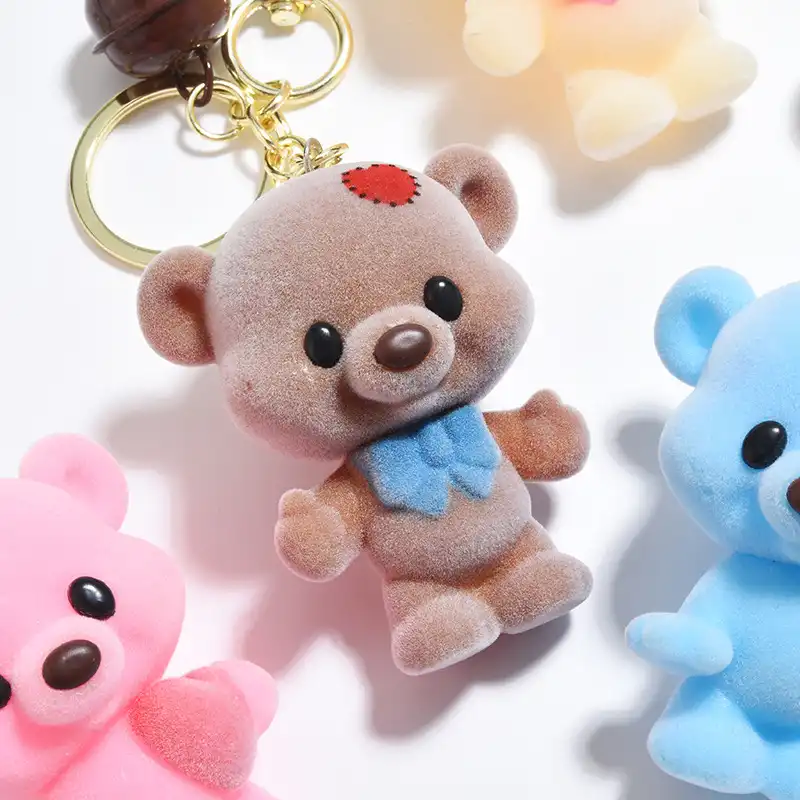 Bear flocking doll keychain