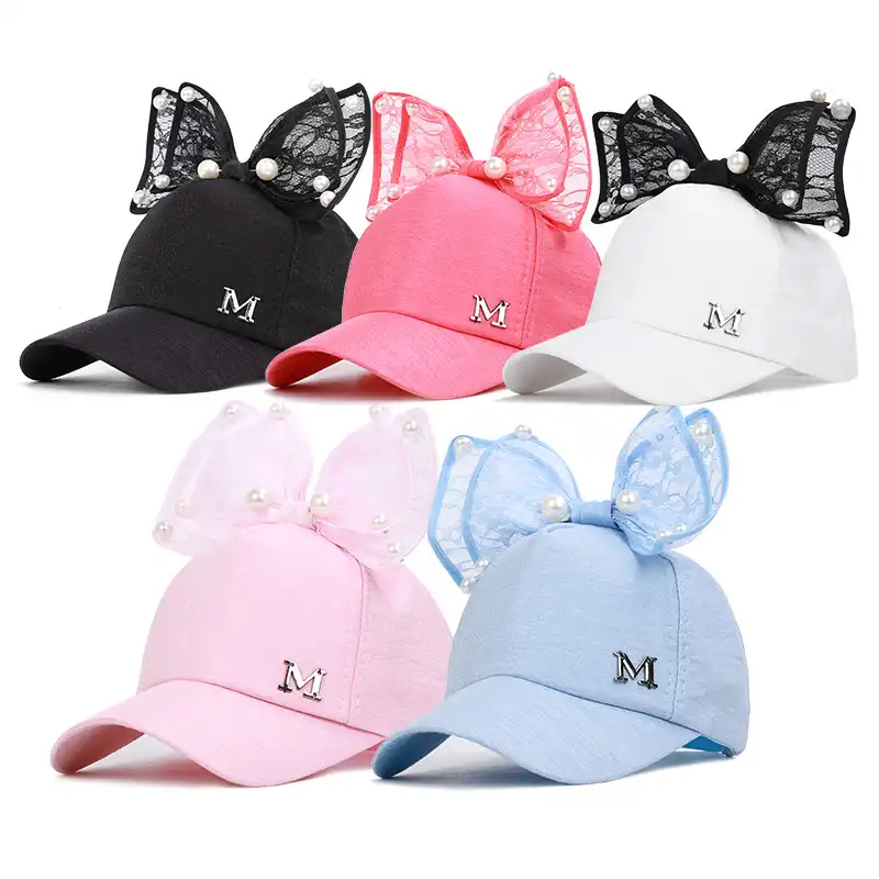 Summer children's hat big bow pearl mesh hat Korean girls' sun hat baseball cap