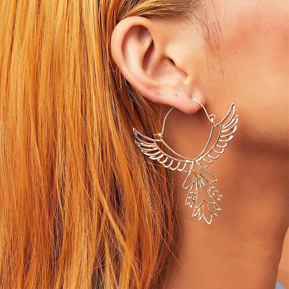 National style hollow peace dove metal earrings earrings