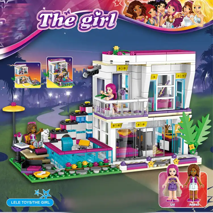 Lego girl friend princess villa big singer Livi's house building block toy