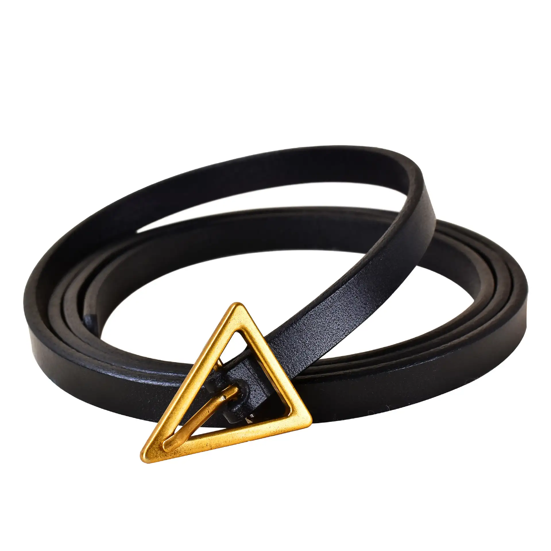 Triangle head layer thin cowhide belt fashion casual decoration waist belt