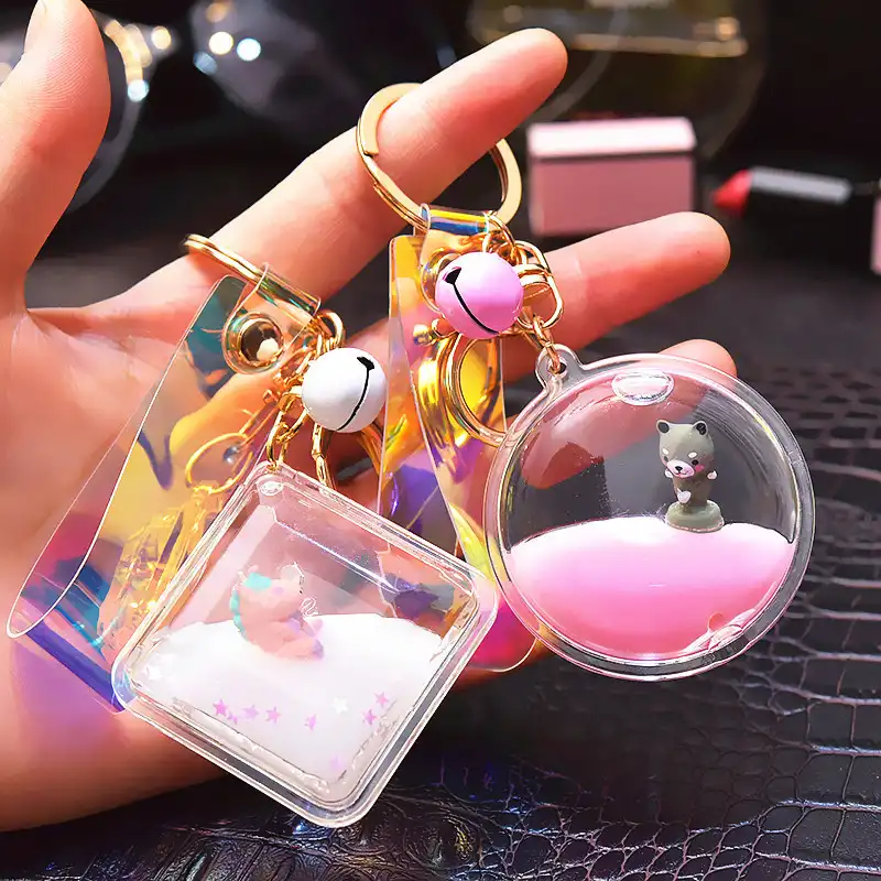Unicorn Keychain with Jelly Color Square Milk Bottle